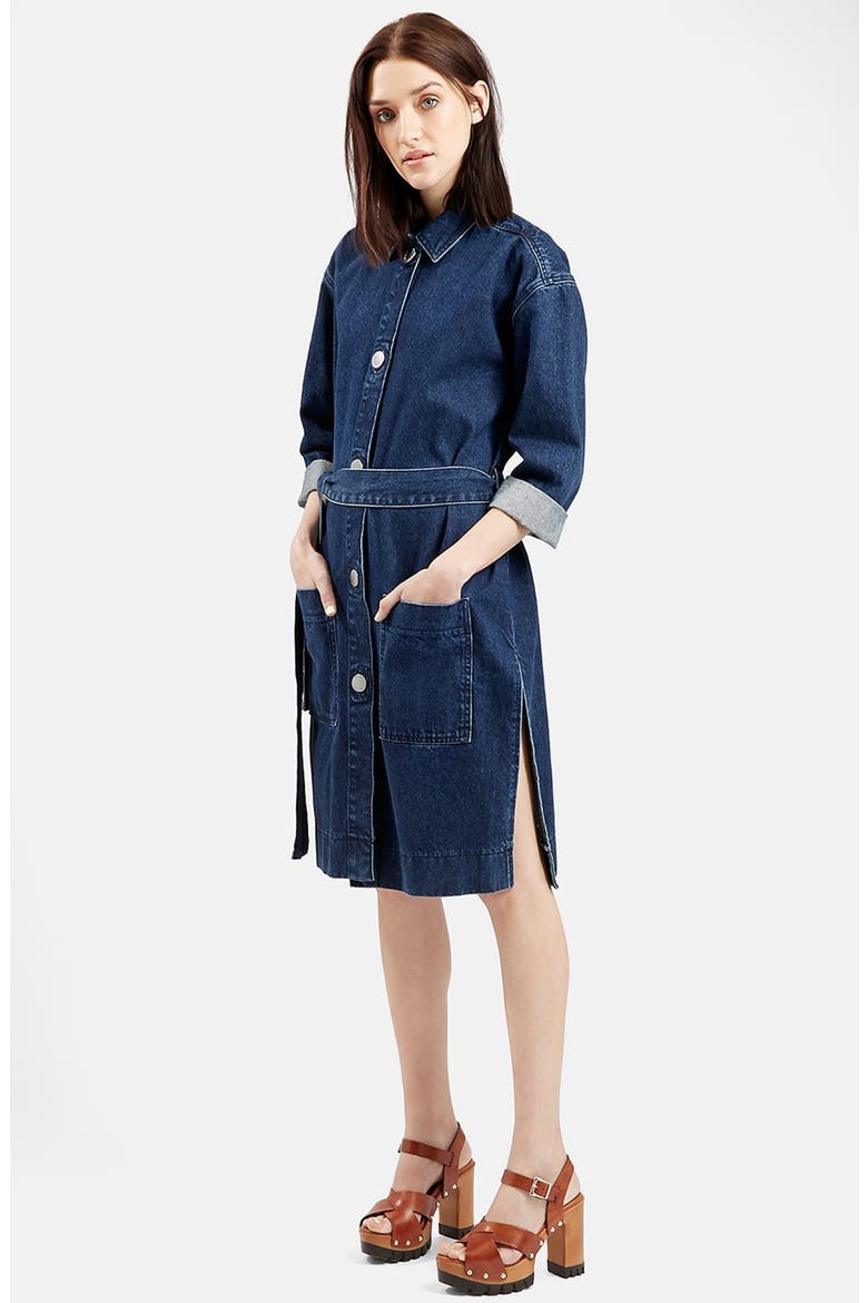Belted Denim Jacket, Alternate, color, INDIGO