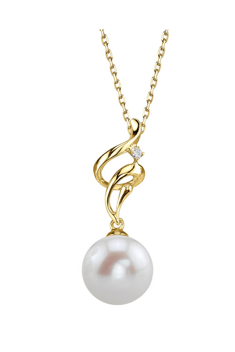 Freshwater Pearl & Diamond Aria Pendant, Main, color, Yellow Gold