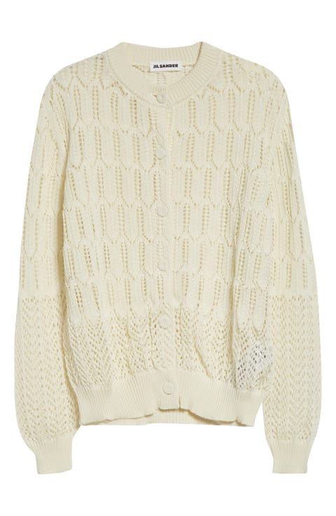 Pointelle Knit Cotton Cardigan