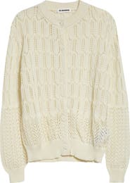 Jil Sander Pointelle Knit Cotton Cardigan