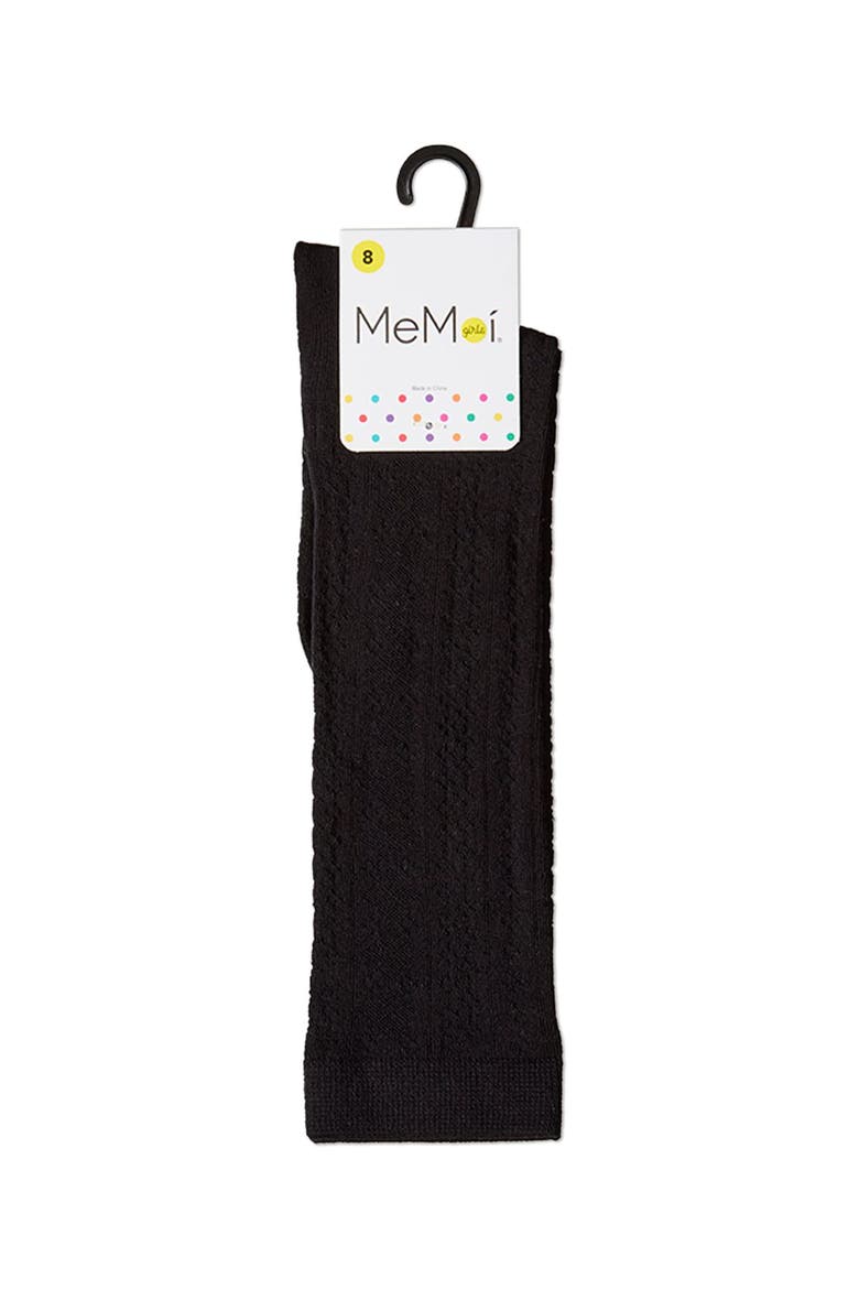 Diamond-Patterned Knee Sock, Alternate, color, Black