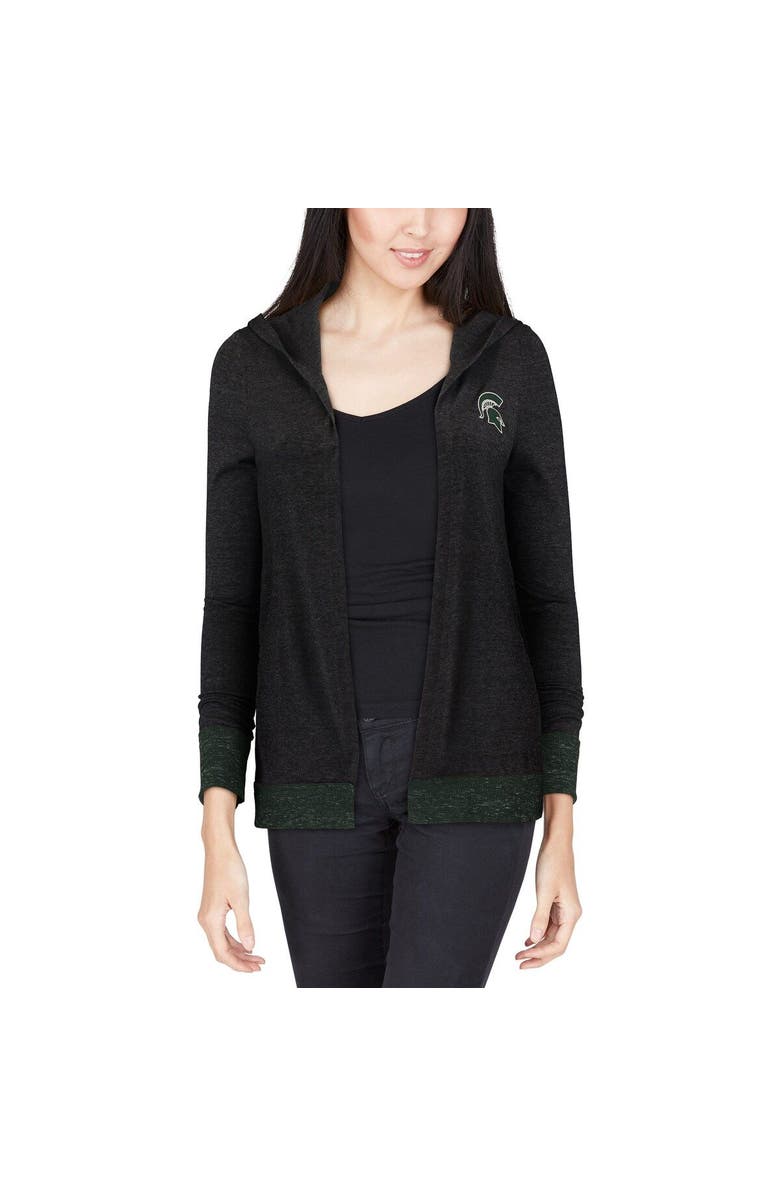COLOSSEUM Women's Colosseum Heather Charcoal Michigan State Spartans Steeplechase Open Hooded Lightweight Cardigan, Alternate, color,
