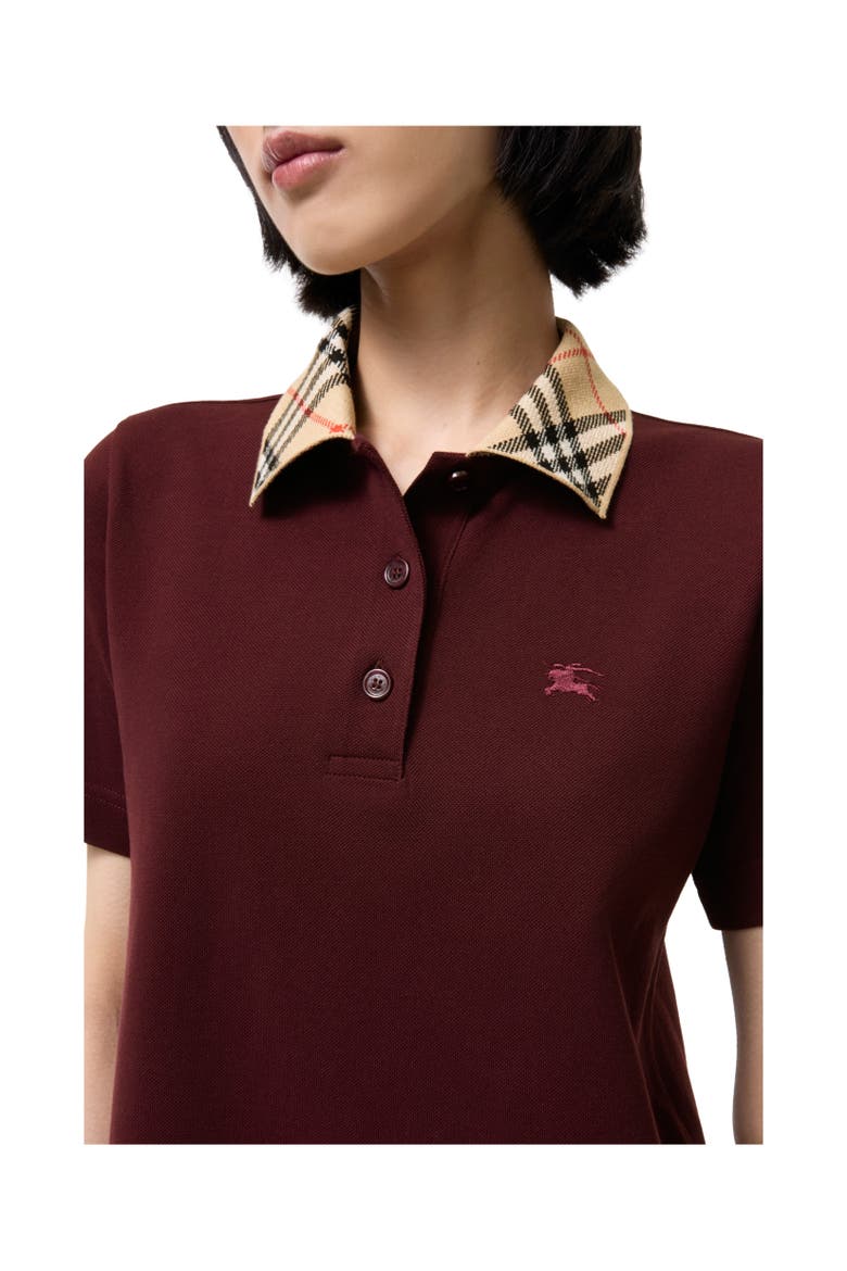 Check Collar Cotton Polo Shirt Dress, Alternate, color, Vineyard red