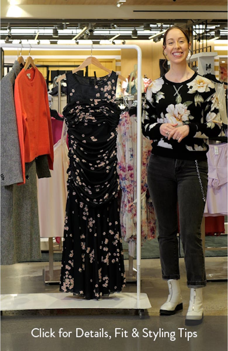 Ruched Sleeveless Mesh Maxi Dress, sales video thumbnail