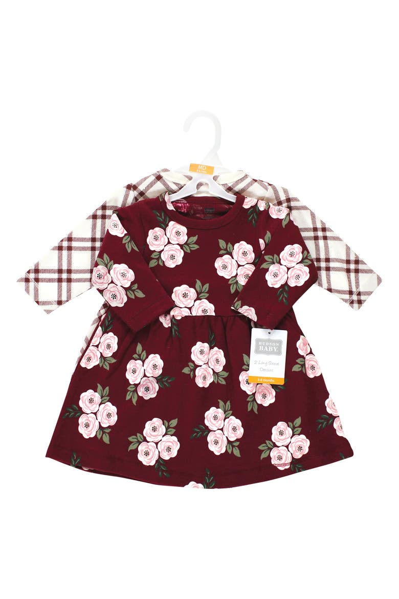 Double Pack of Long-Sleeve Dress, Alternate, color, Red Burgundy Floral