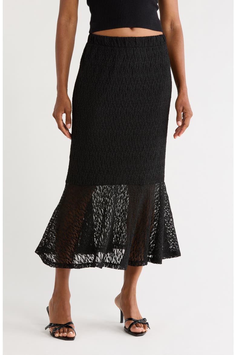 Lace Midi Skirt, Main, color, BLACK