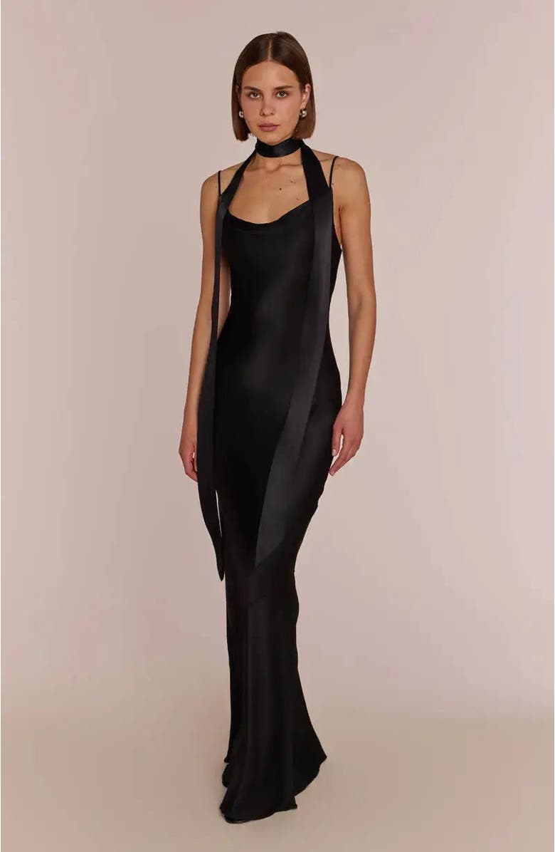 Rewritten Pollenca Cowl Neck Dress, Alternate, color, Black