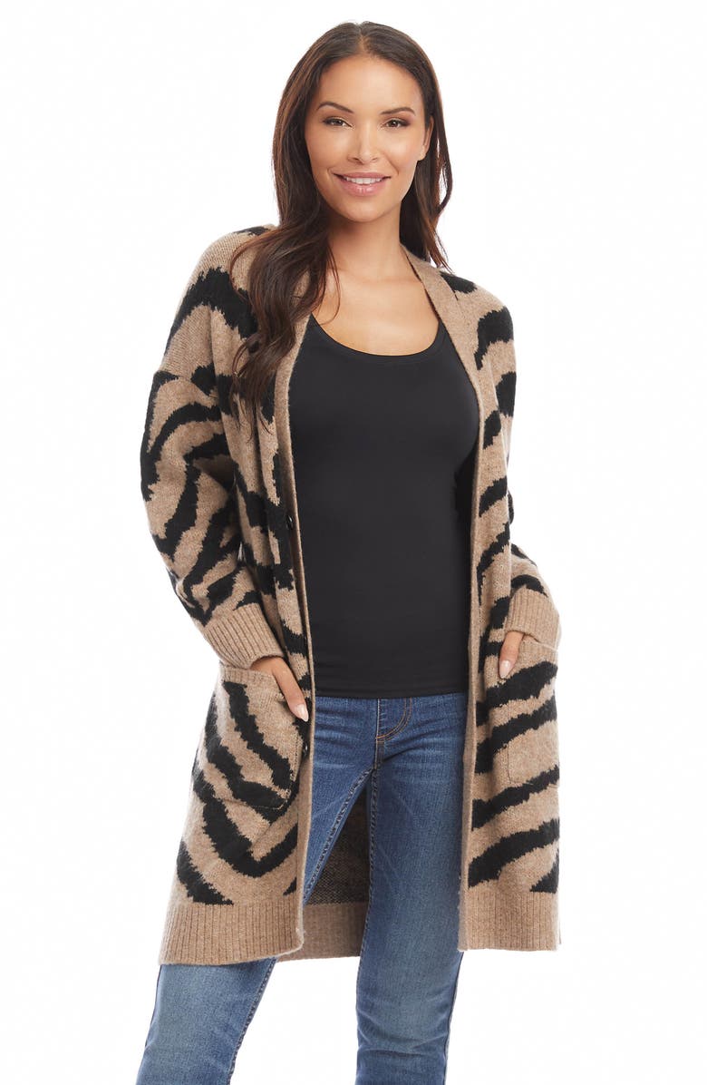 Karen Kane Jacquard Pattern Cardigan, Alternate, color,