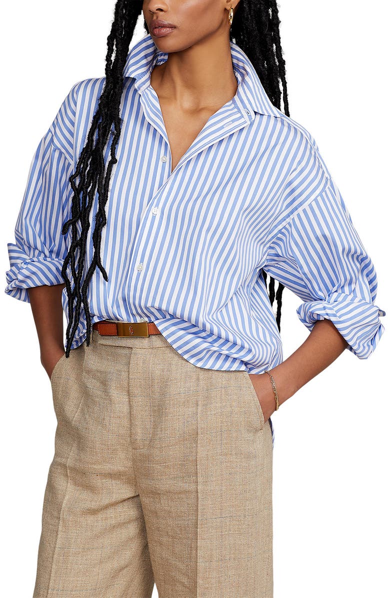 Polo Ralph Lauren Stripe Cotton Button-Up Shirt, Main, color,