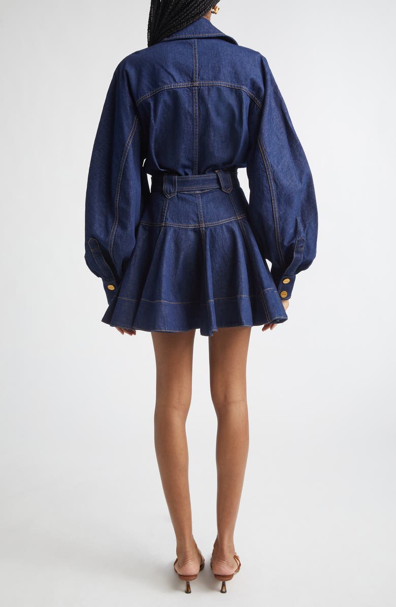 Zimmermann Kindred Spirit Luna Long Sleeve Denim Utility Minidress, Alternate, color, Harbour Blue