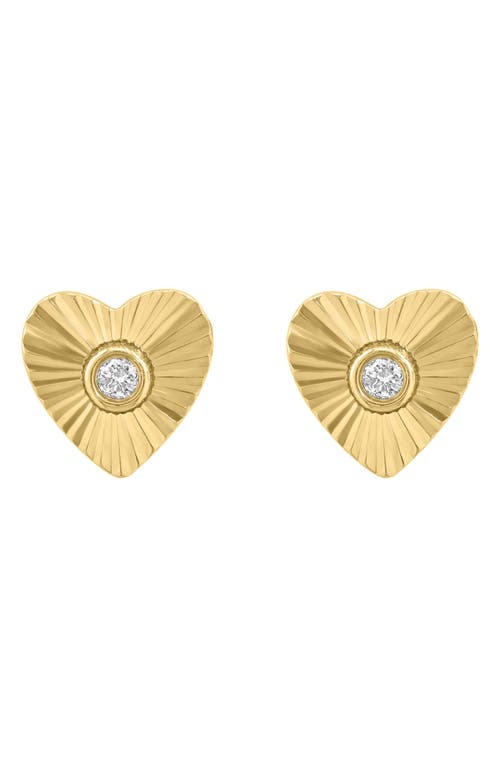 Effy 14k Yellow Gold Diamond Heart Stud Earrings In Yellow