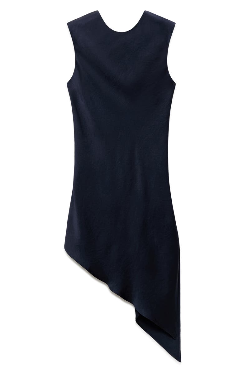 MANGO Tie Back Asymmetric Satin Top, Alternate, color, Navy
