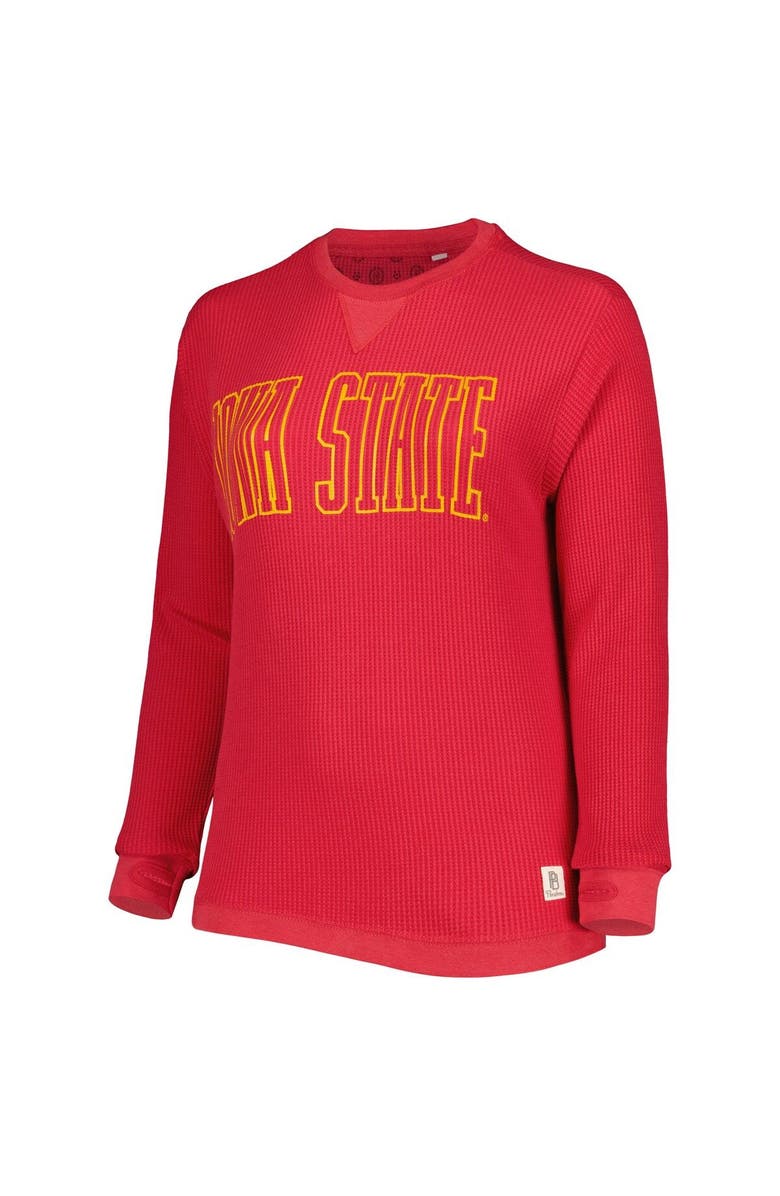PRESSBOX Women's Pressbox Cardinal Iowa State Cyclones Surf Plus Size Southlawn Waffle-Knit Thermal Tri-Blend Long Sleeve T-Shirt, Alternate, color, Crimson