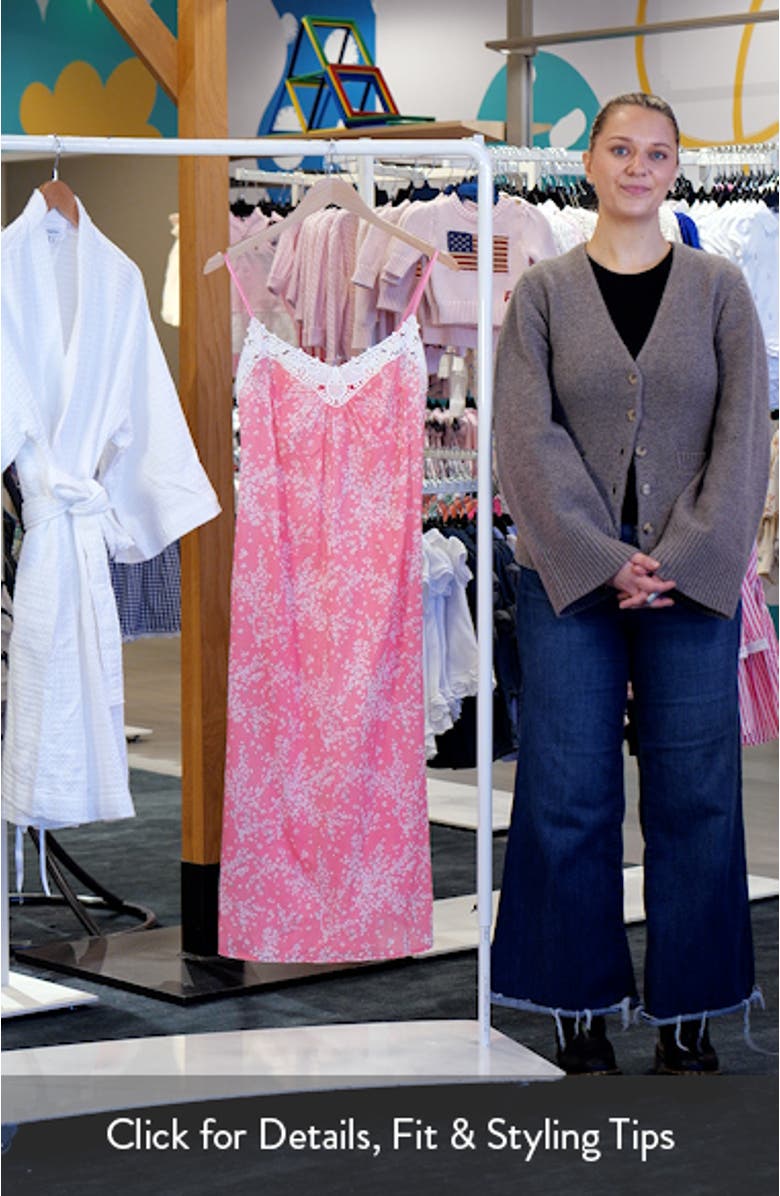 Cheri Blossom Lace Trim Cotton Nightgown, sales video thumbnail