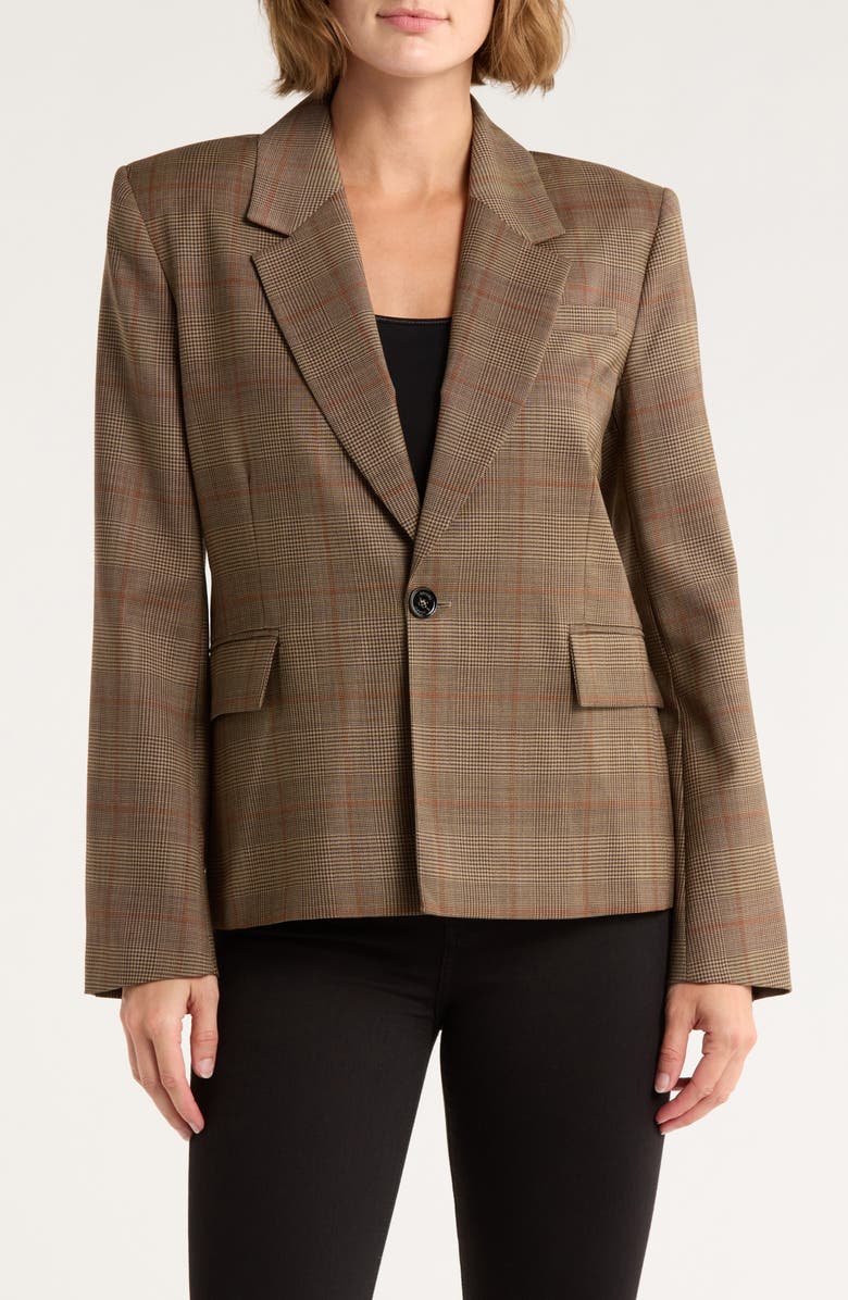 FRAME Single Button Virgin Wool Blazer, Main, color, Brown Check