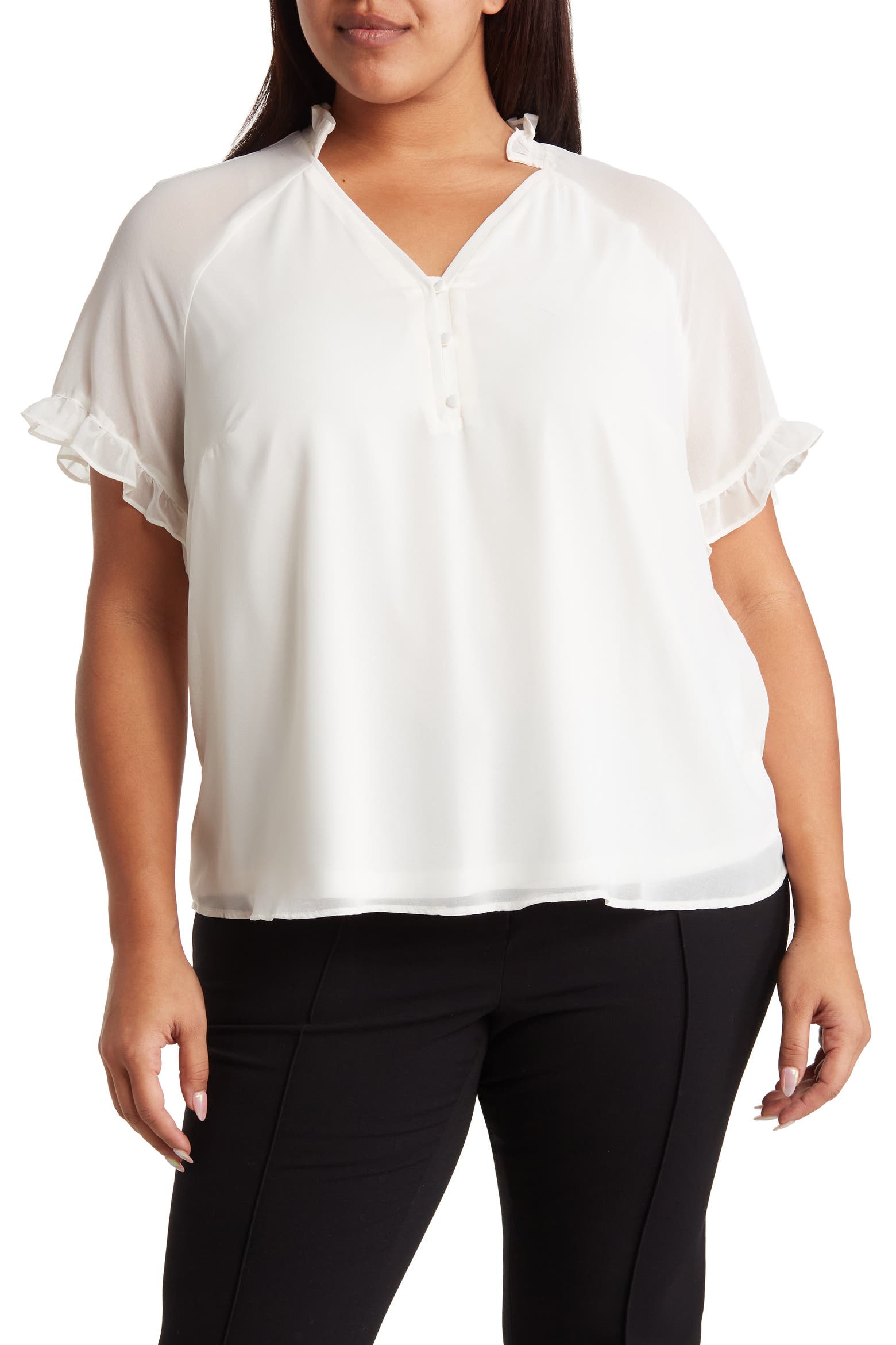 Ruffle Model CeCe Short Sleeve Ruffle Trim Blouse (Women) | Nordstromrack