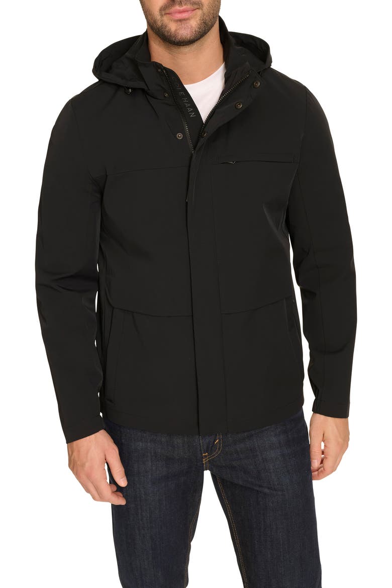 Hooded Windbreaker Jacket, Main, color, BLACK