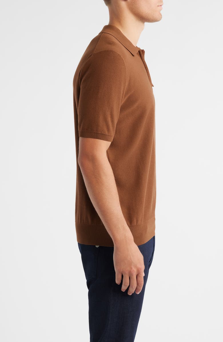 BOSS Imartino Piqué Zip Polo, Alternate, color, Medium Brown