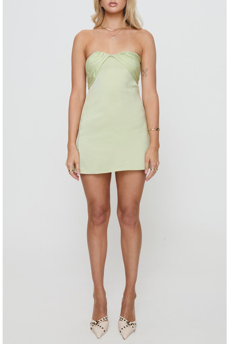 Irena Strapless Minidress, Alternate, color, GREEN