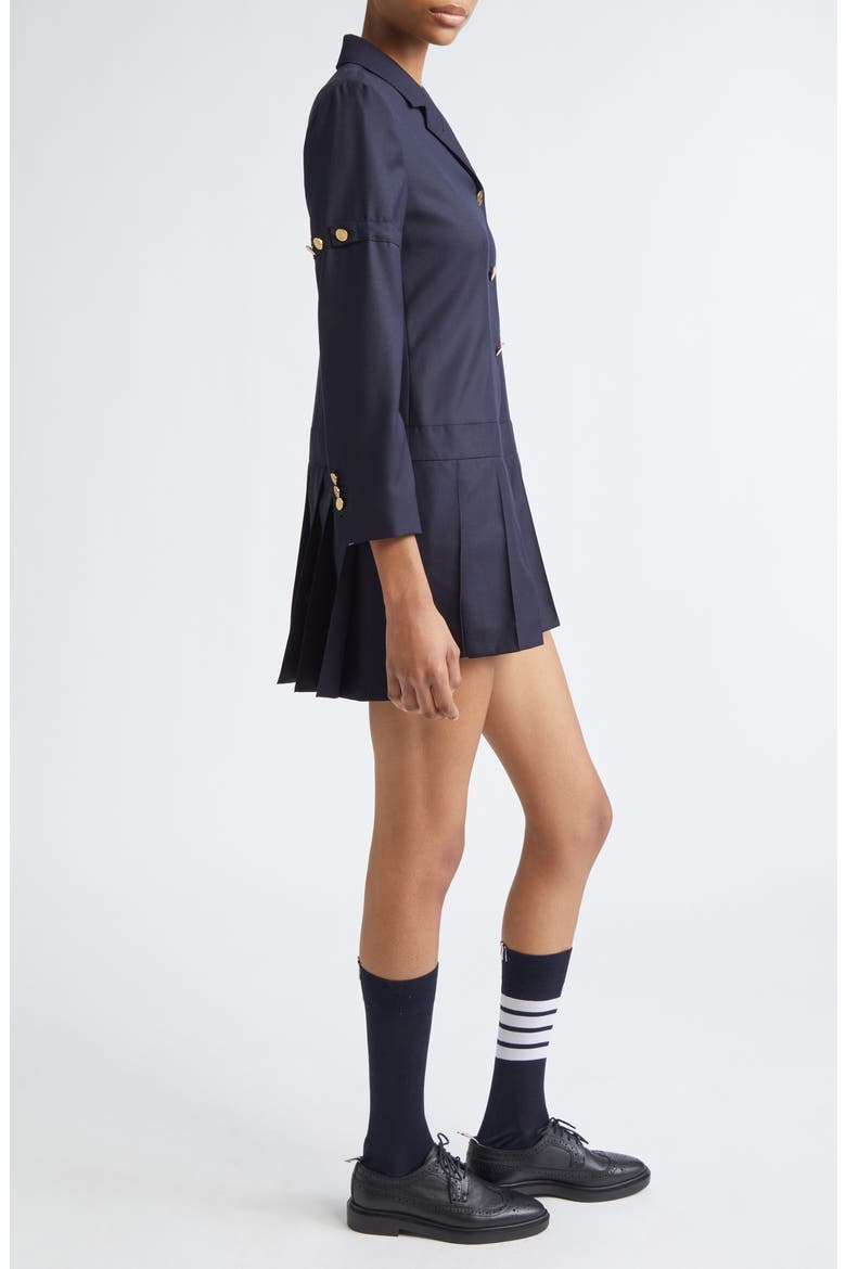 Long Sleeve Pleated Wool Blazer Dress, Alternate, color, NAVY
