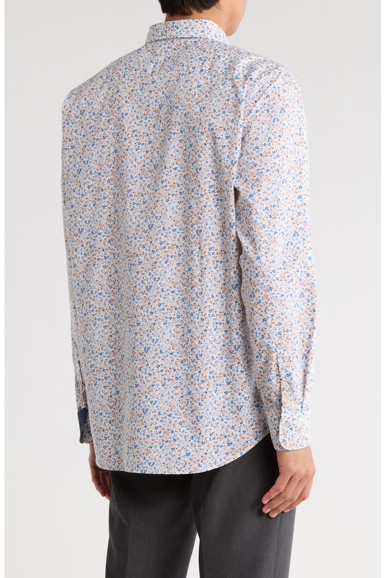 Slim Fit Painterly Floral Dress Shirt, Alternate, color, FROSTED ALMOND