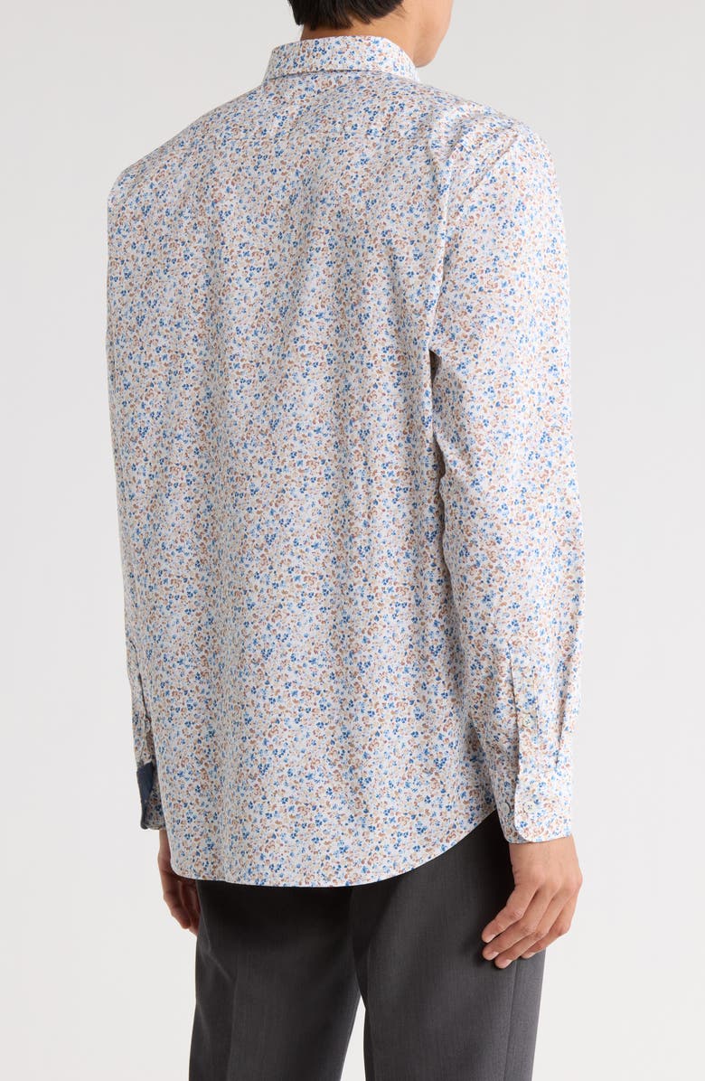 Original Penguin Slim Fit Painterly Floral Dress Shirt, Alternate, color, Frosted Almond
