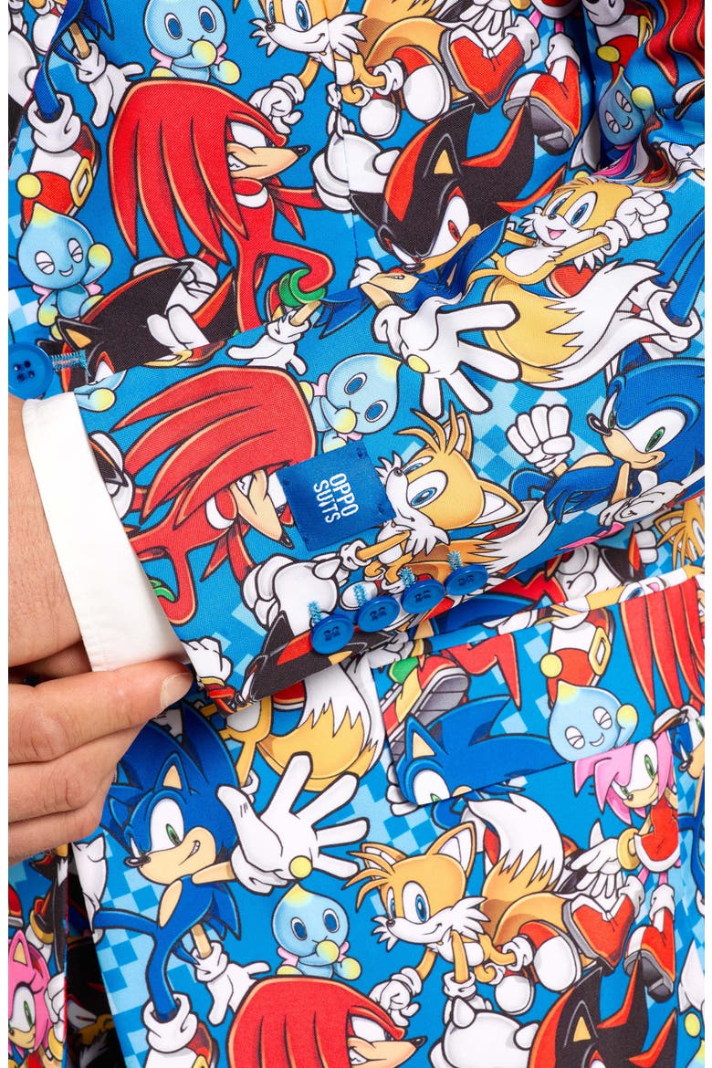 x Sonic the Hedgehog Slim Fit Two-Piece Suit & Tie Set, Alternate, color, BLUE