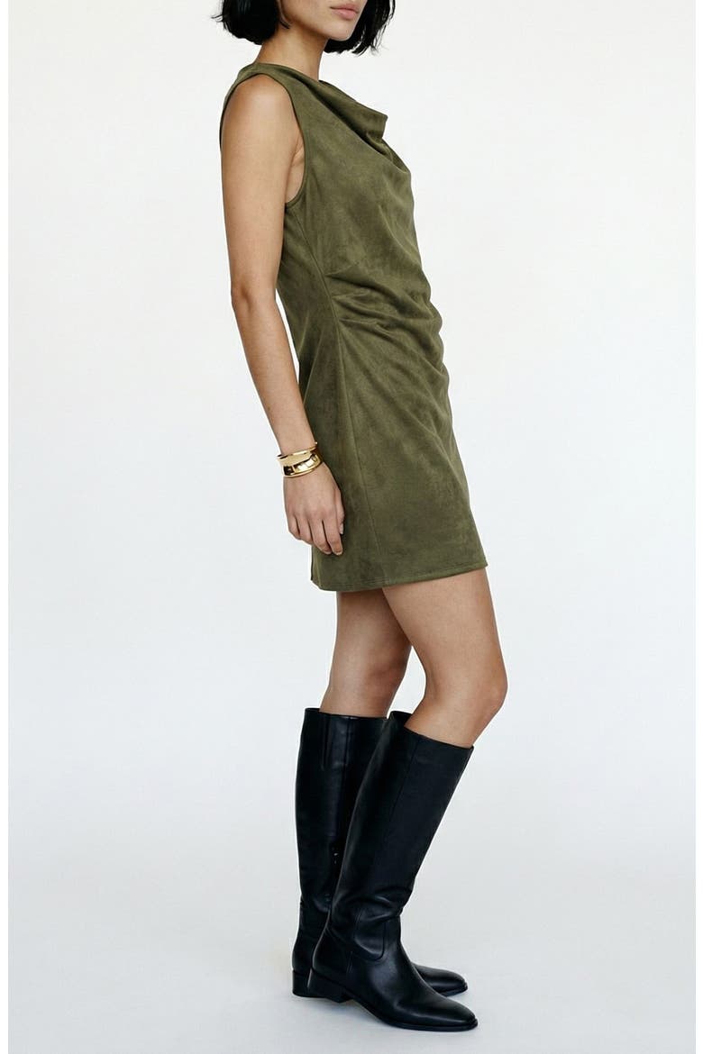 Bella Faux Suede Cowl Neck Sleeveless Shift Dress, Alternate, color, WINTER MOSS