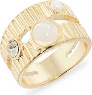 NORDSTROM RACK Crystal Ribbed Double Band Ring
