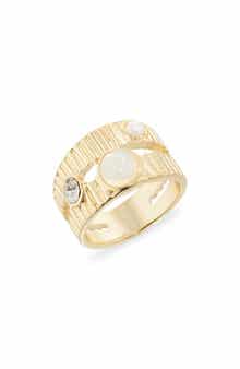 NORDSTROM RACK Crystal Ribbed Double Band Ring