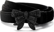 Kurt Geiger London Crystal Embellished Bow Velvet Belt