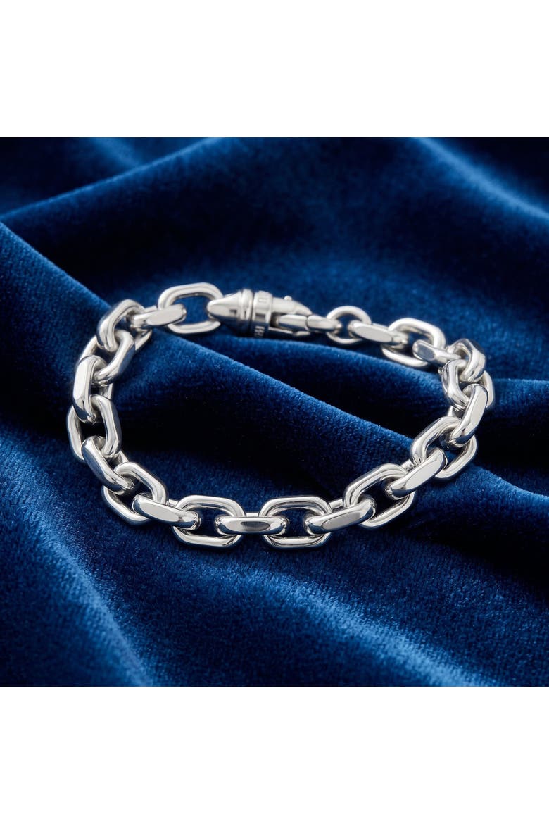 Men's Polished Steel Single Tone Oval Clasp 7.5mm Link  8.5 " Bracelet, Alternate, color, Stainless Steel