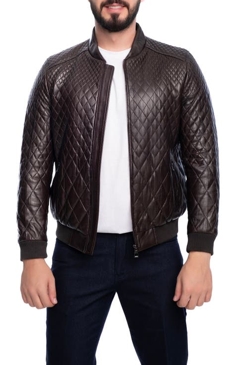 Quilted Leather Bomber Jacket