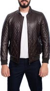 VELLAPAIS Quilted Leather Bomber Jacket