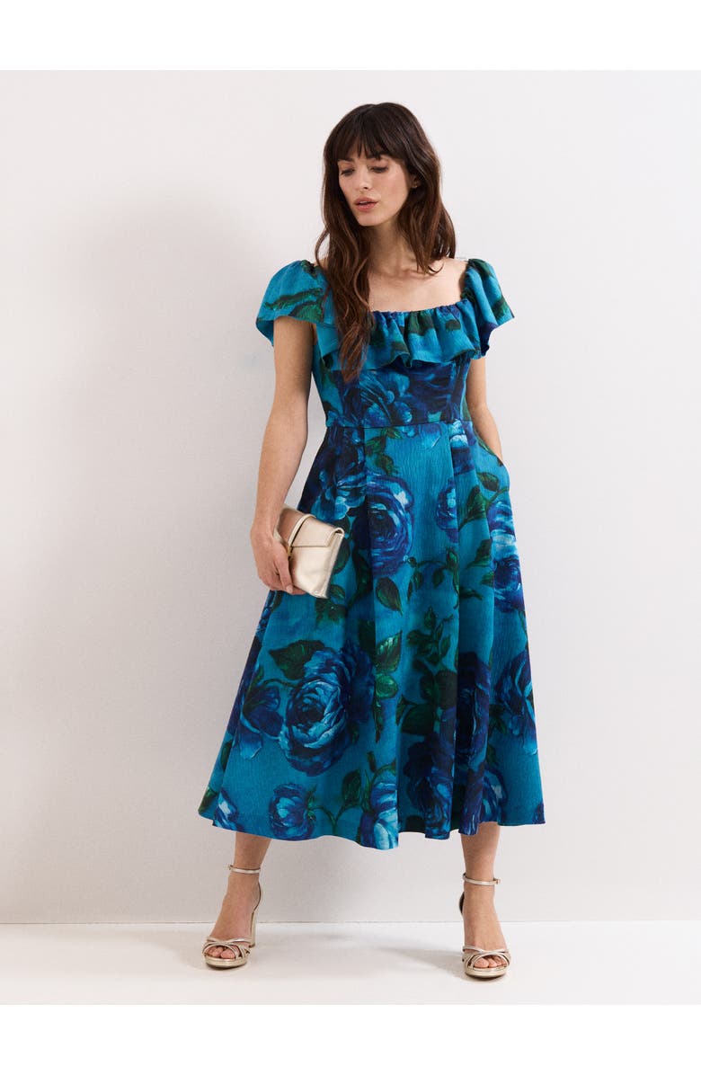 Phase Eight Brianne Floral Midi Dress, Main, color, Blue