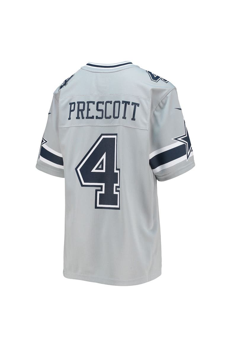 Youth Nike Dak Prescott Silver Dallas Cowboys Inverted Team Game Jersey, Alternate, color, Gray