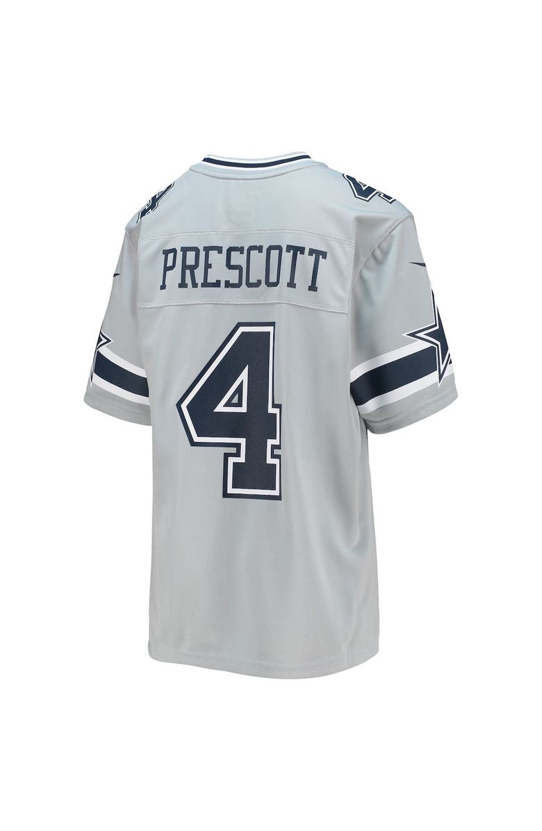 Nike Youth Nike Dak Prescott Silver Dallas Cowboys Inverted Team Game Jersey, Alternate, color, Gray