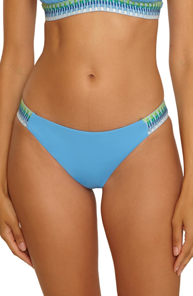 Becca Fiesta American Basket Weave Trim Bikini Bottoms, Main, color, Sky Blue