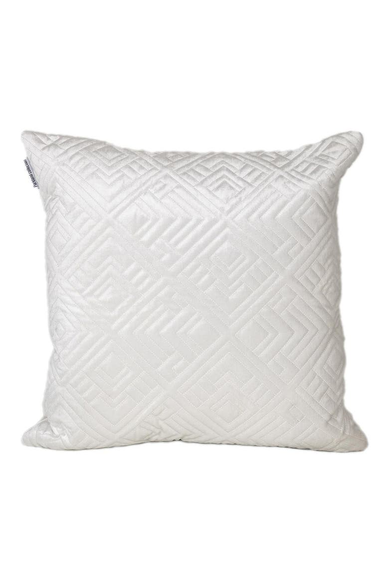 Tufted Velvet Throw Pillow, Main, color, WHITE