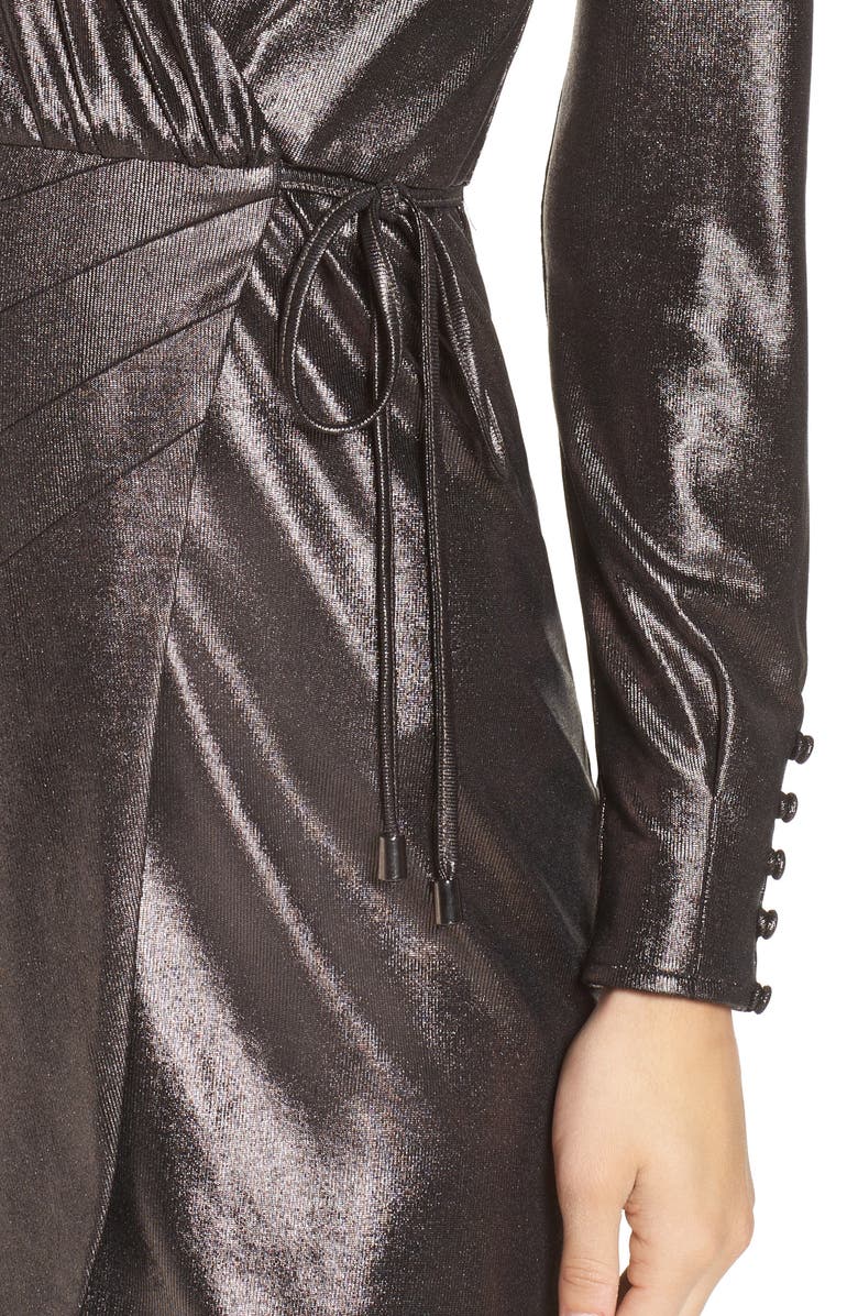 Greylin Lily Metallic Wrap Minidress, Alternate, color,