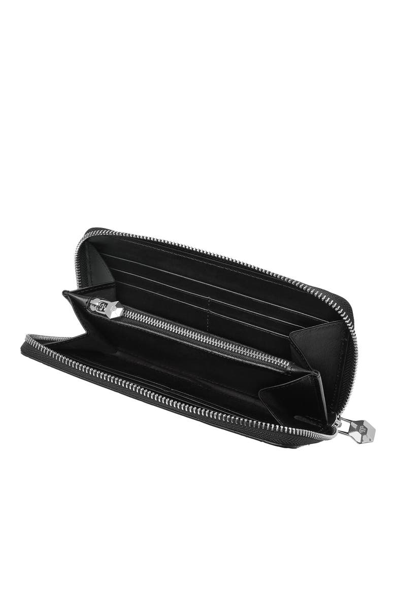 Croco Embossed Round Zip Wallet Women, Alternate, color, black