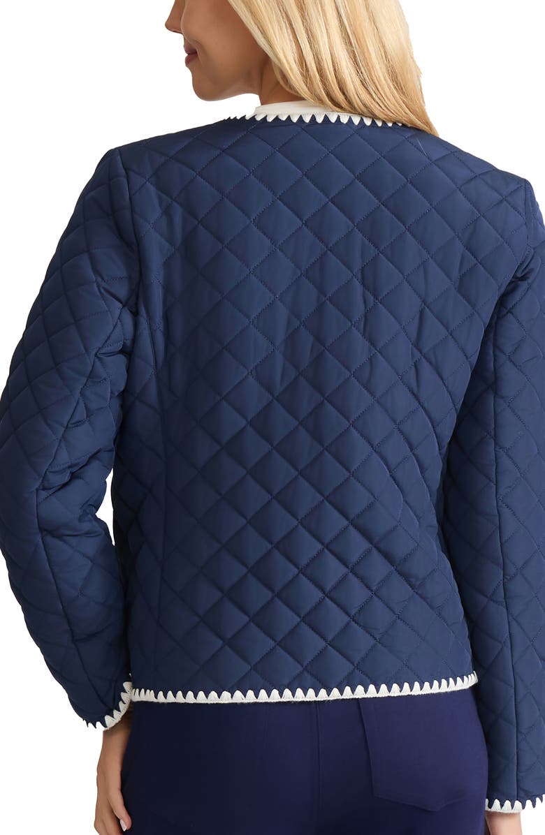 Jones New York Quilted Crop Jacket, Alternate, color, Pacific Navy/ Jones White