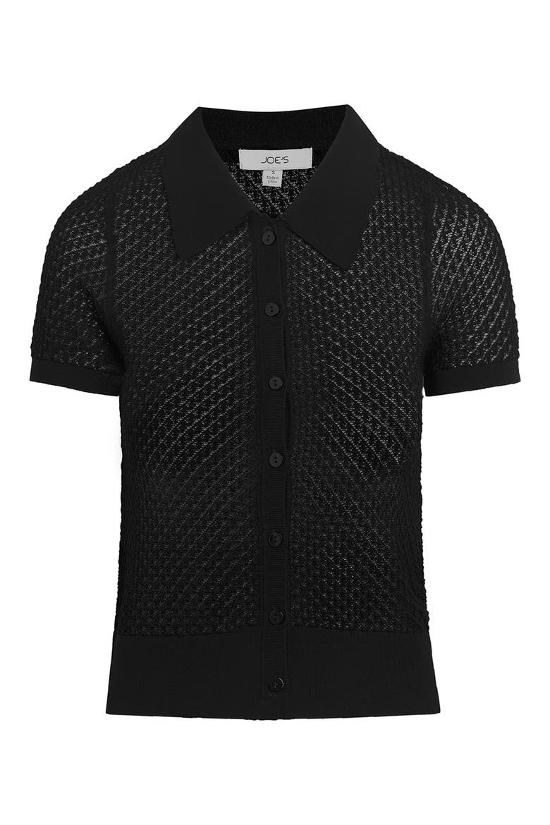 The Davey Open Stitch Short Sleeve Cardigan, Alternate, color, BLACK