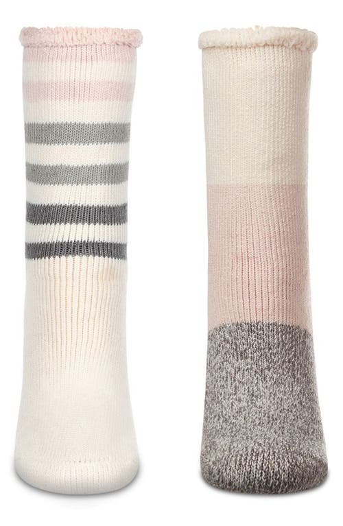 Memoi Assorted 2-pack Terry Cushioned Crew Socks In Ivory