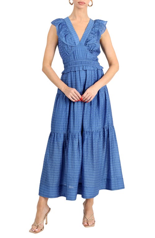 Shop Adelyn Rae Ennie Textured Tiered Midi Dress In Blue