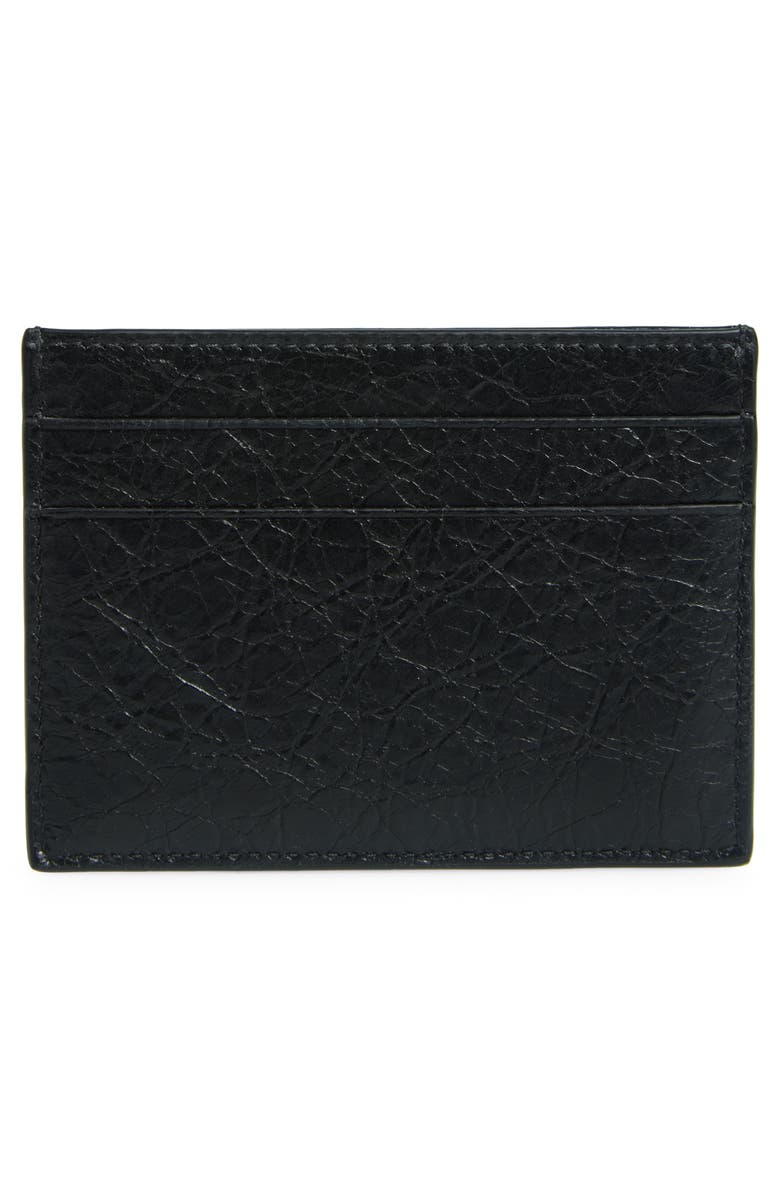 Balenciaga Cash Logo Leather Card Case, Alternate, color, Black/ L Cherry Red