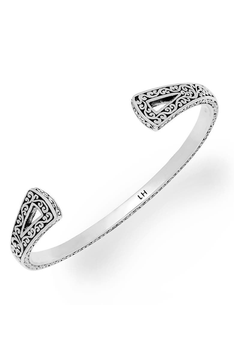 Lois Hill Sterling Silver Scroll Cuff Cutout Edge Bracelet, Alternate, color,