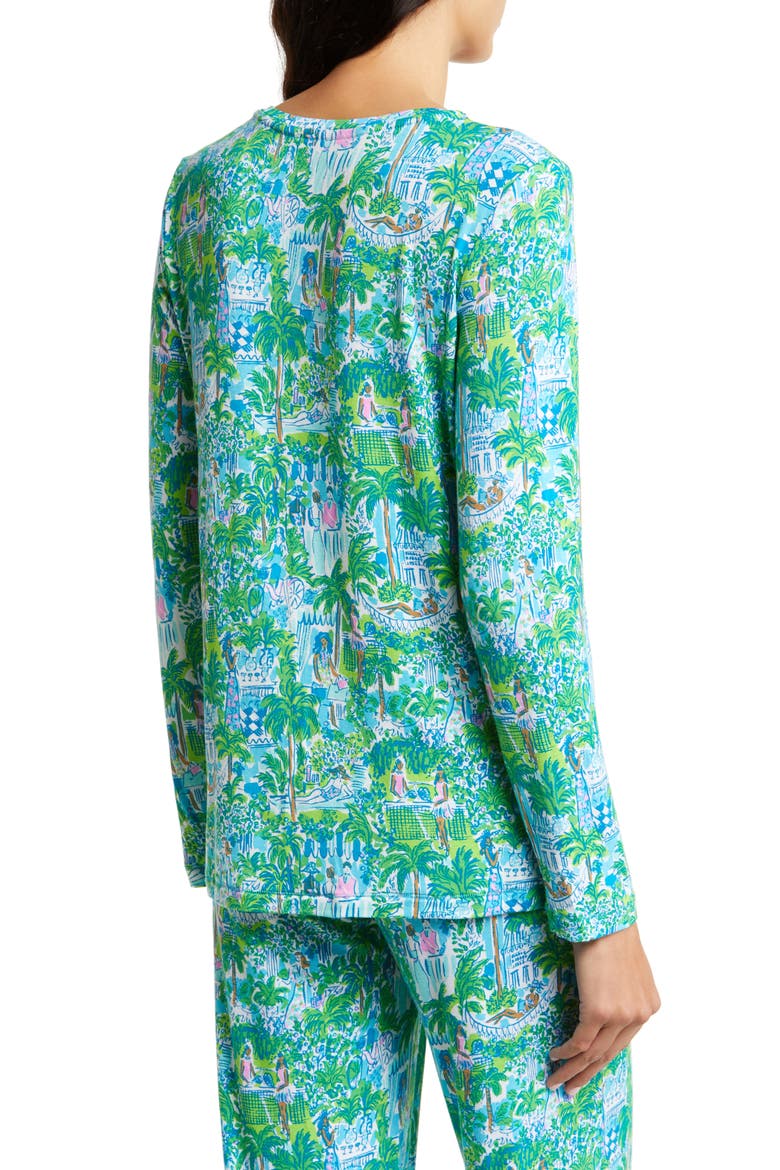 Knit Pajama Top, Alternate, color, SPROUT GREEN LILLY ON HOLIDAY