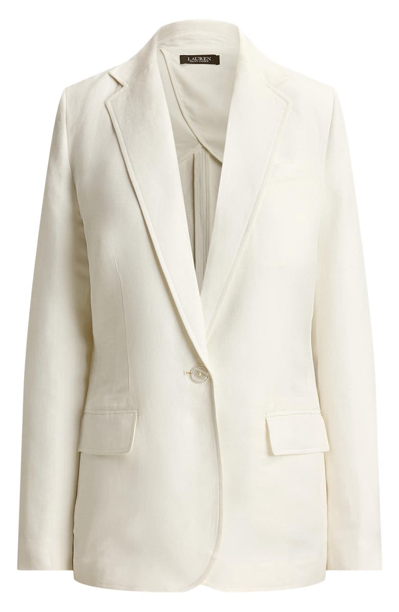 Lauren Ralph Lauren One-Button Linen Blend Blazer, Alternate, color, White