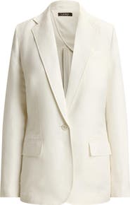 Lauren Ralph Lauren One-Button Linen Blend Blazer